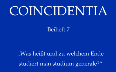 Neuerscheinung: Coincidentia-Beiheft zum Studium generale